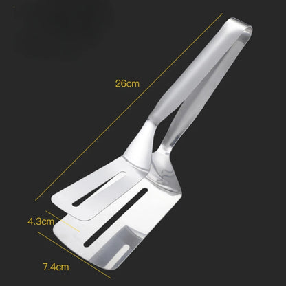 Stainless Steel Multifunctional Frying Spatula & BBQ Tongs