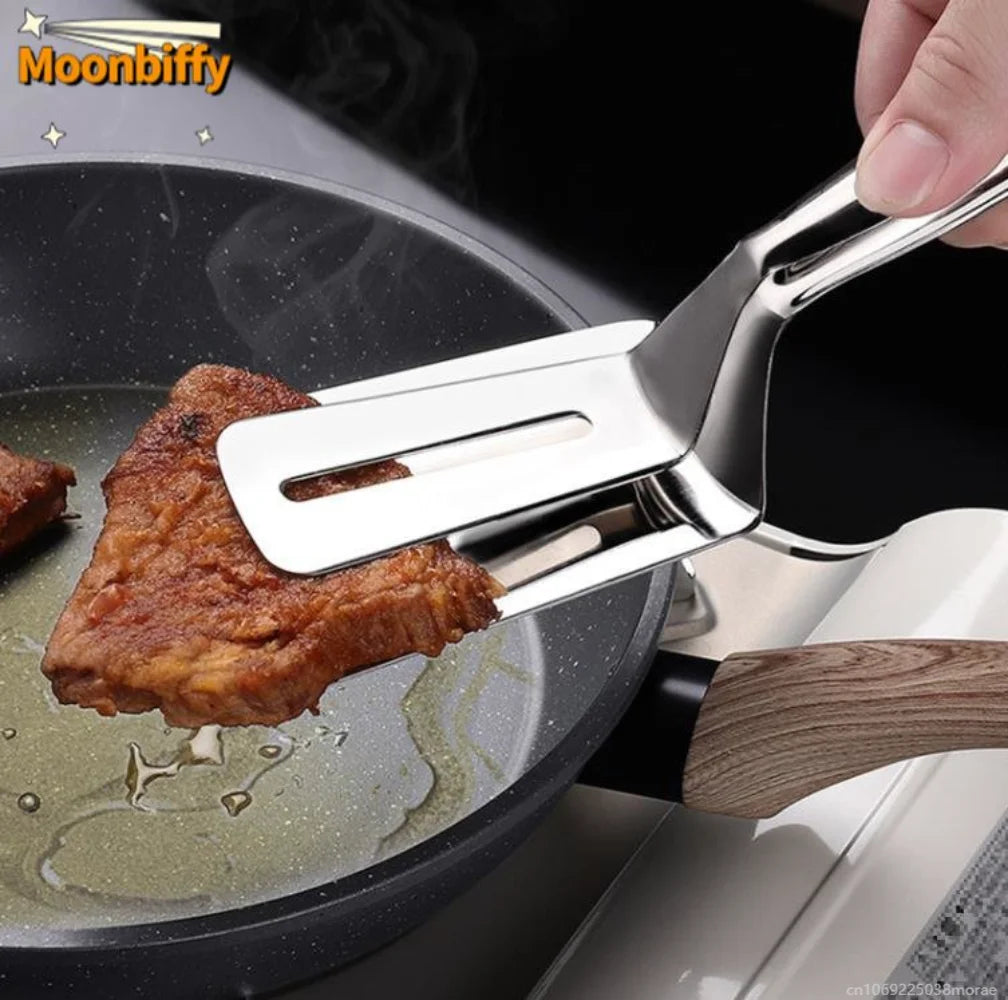 Stainless Steel Multifunctional Frying Spatula & BBQ Tongs