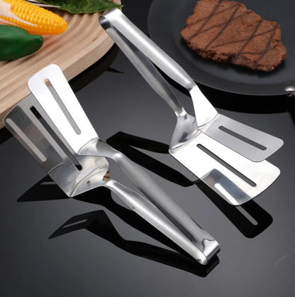 Stainless Steel Multifunctional Frying Spatula & BBQ Tongs