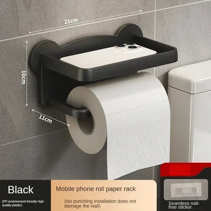 Toilet Paper Holder Stand Wall-Mounted Toilet Paper Dispenser Kitchen Bathroom Storage Rack For Tissue Box Shelf Phone Holde