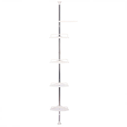 Shower Rack Adjustable 4 Trays Telescopic Bathroom Shelf Stainless Steel Frame Floor Ceiling Holder Shower Caddy Organizer Shelf