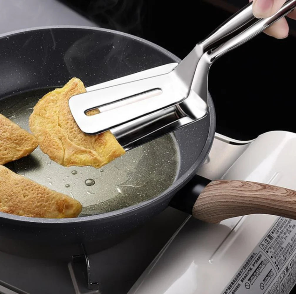 Stainless Steel Multifunctional Frying Spatula & BBQ Tongs