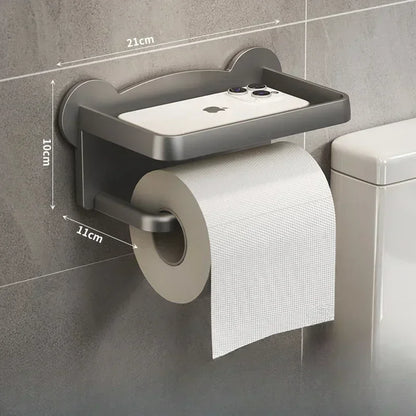 Toilet Paper Holder Stand Wall-Mounted Toilet Paper Dispenser Kitchen Bathroom Storage Rack For Tissue Box Shelf Phone Holde